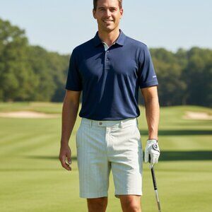 Peter Millar Mens Golf Shorts 36 Striped Cotton Stretch Green White